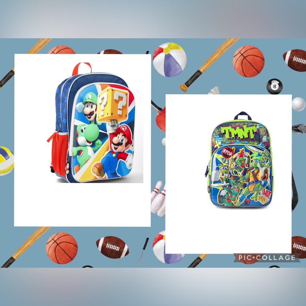 Super Mario and TMNT Kids Backpacks